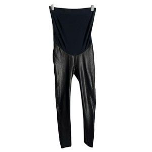 SPANX Womens Size Small Mama Faux Leather Maternity Leggings Black